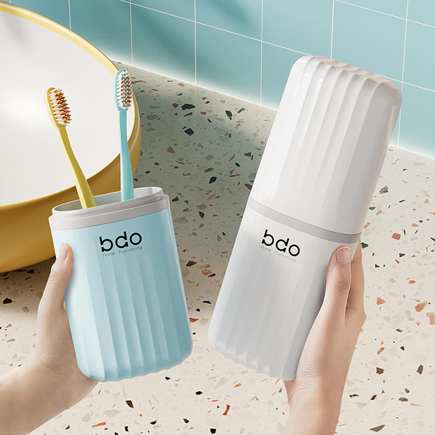 Toothbrush Travel Case Portable Toothbrush Holders with Cover Leakproof Toothbrush & Toothpaste Holder for Traveling School Camping Business Trip Bathroom