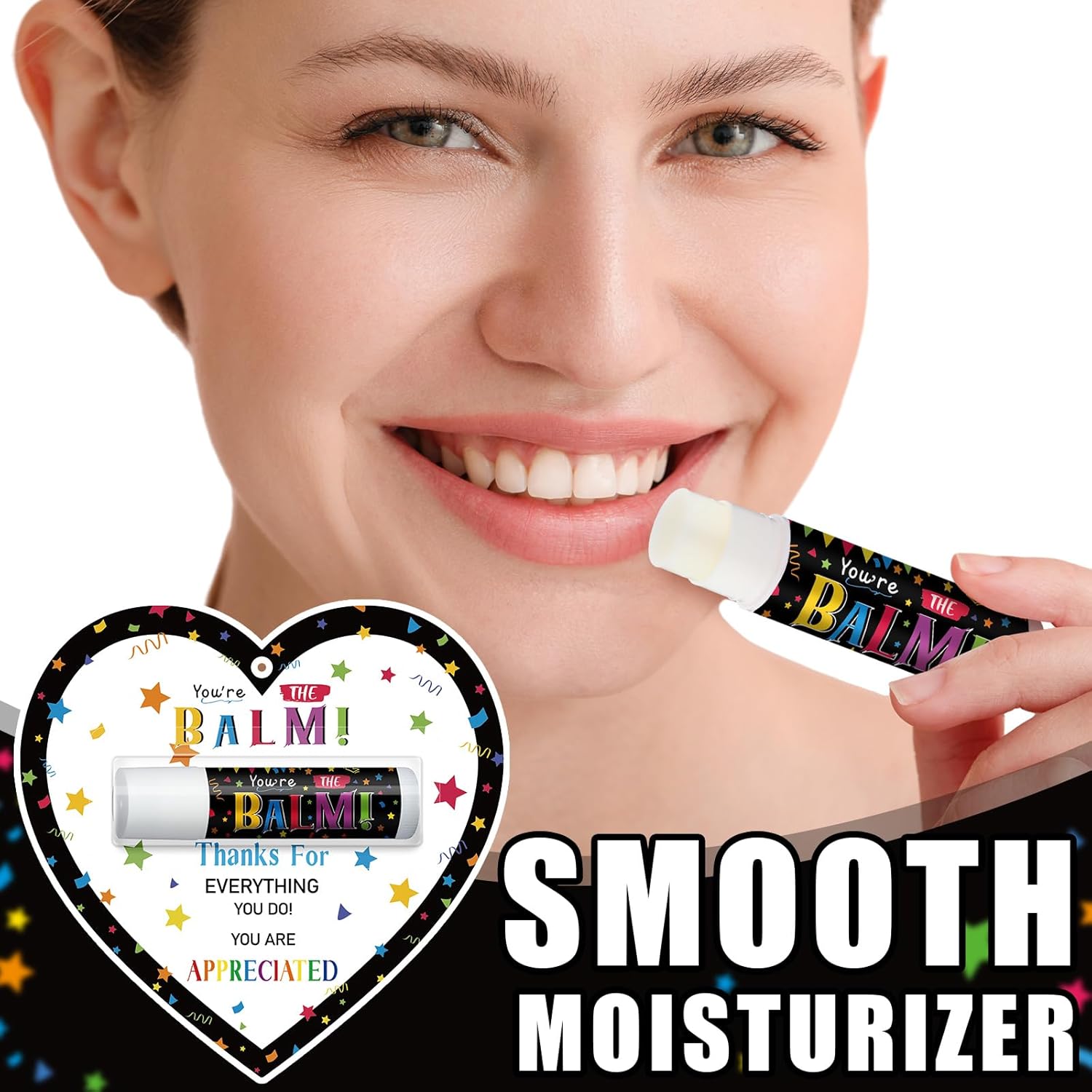 30 Pack Christmas Employee Appreciation Gifts Bulk Lip Balms Teacher Staff Team Thank You Gifts You're the Balm Thanksgiving Christmas Appreciation Party Favors for Coworkers Women Men(Heart)