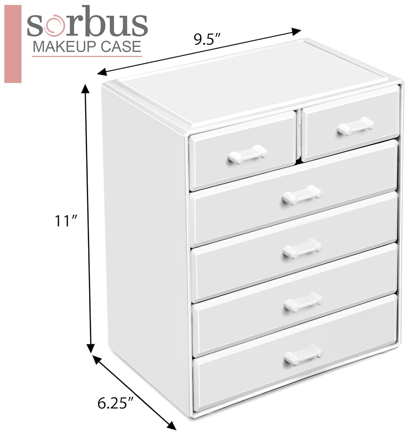 Sorbus Acrylic Makeup Organizer - Organization and Storage Case for Cosmetics Make Up & Jewelry - Large Makeup Organizer for Vanity, Bathroom, College Dorm, Closet, Desk (4 Large, 2 Small Drawers)