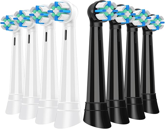 8 Pack IO Replacement Heads with Medium Soft Bristles Compatible with Oral b IO 2/3/4/5/6/7/8/9/10 Series Electric Toothbrush, Brush Heads Compatible with Oral b IO (Black/White)