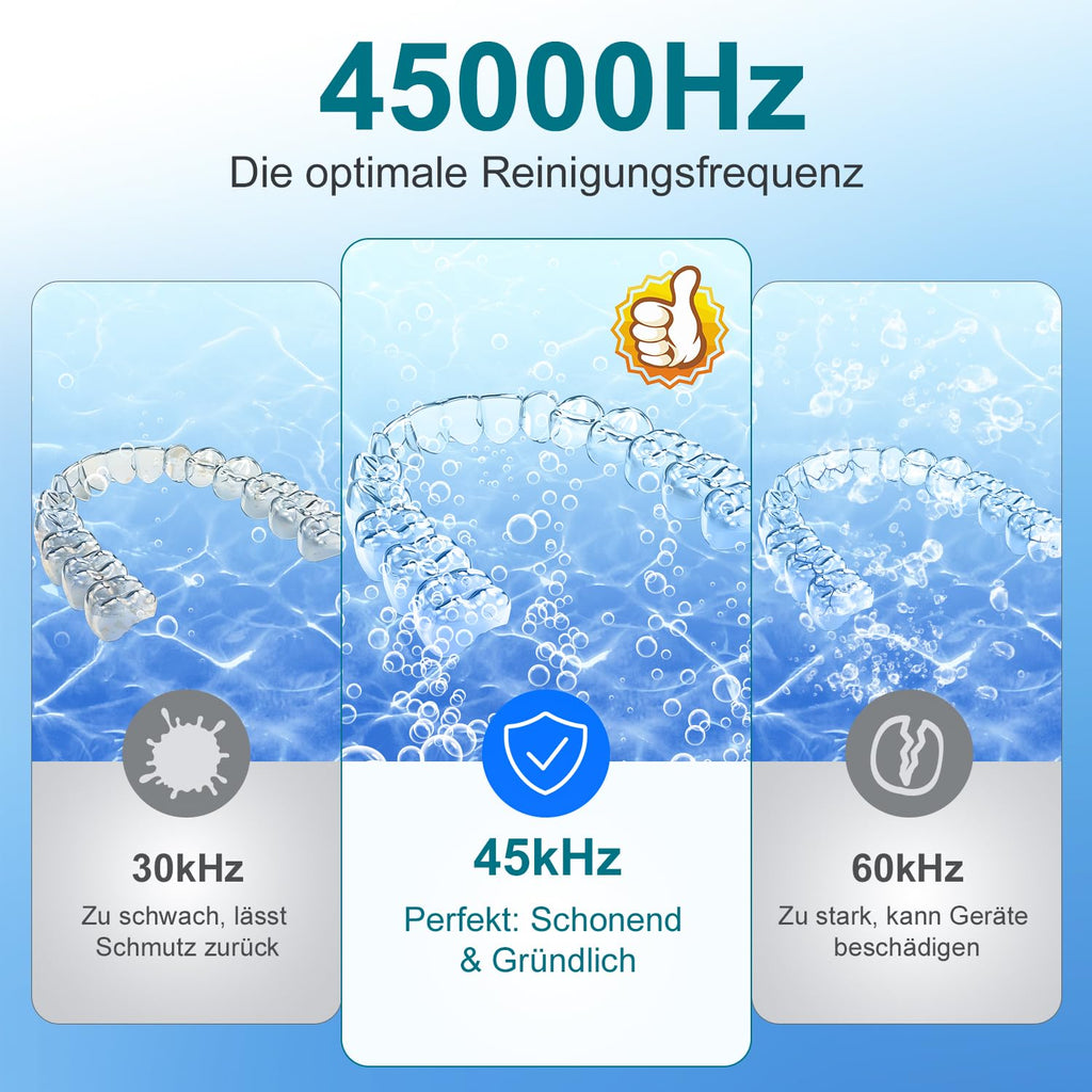 Ultrasonic Retainer Cleaner Machine, 45kHz 200ML Dental Cleaning Pod with 4 Wash Modes, Digital Timer for Denture Cleaner, Aligners, Mouth Guards, Braces, Jewelry & Toothbrush Heads (White)