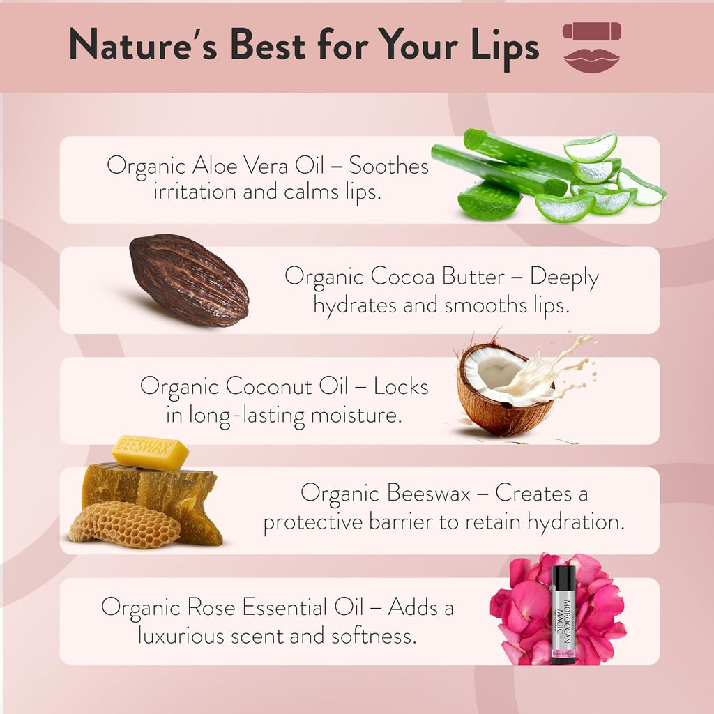 Moroccan Magic Beach Rose SPF 15 Lip Balm - Rose Vanilla | Argan Oil & Essential Oils | Family Owned | Cruelty Free | 2 Pack
