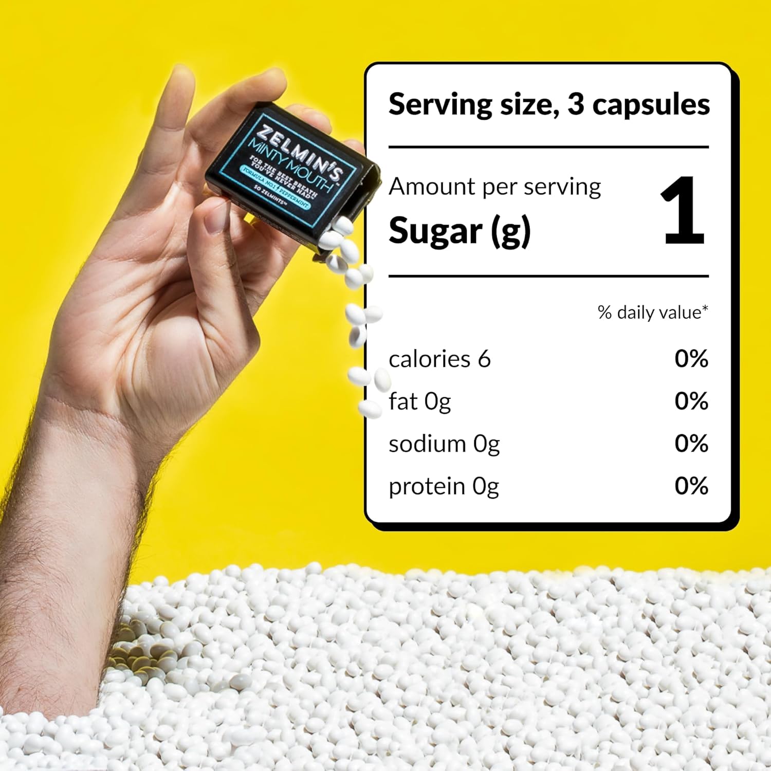 Zelmin's Minty Mouth Breath Freshener - (1 Pack) Long Lasting Bad Breath Treatment for Adults, Instant Freshness Helps with Dry Mouth, Natural Breath Mints for Travel, Alcohol-Free, Keto, Gluten-Free