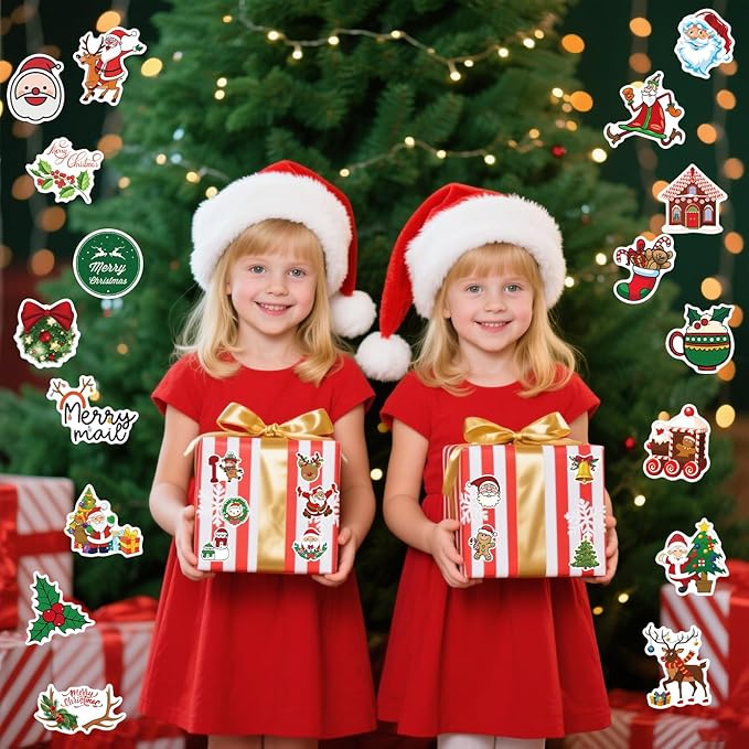 100 Pcs Christmas Stickers for Kids Classroom by Taeekiy,Christmas Party Favors,Cute Happy Holiday Stickers for Water Bottles,Laptop,Phone Etc.Winter Xmas Stickers for Adults Boys Girls