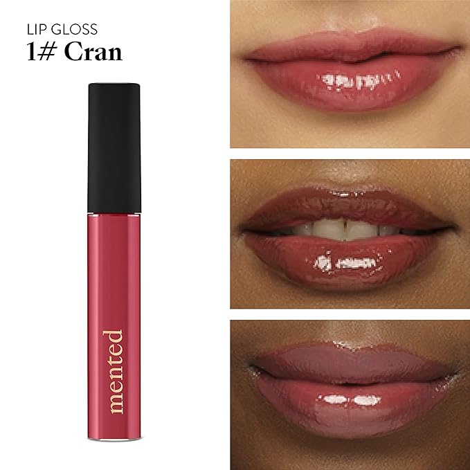 Mented Cosmetics Lip Gloss for Women Tinted Lip Balm Stain, Long Lasting Buildable Moisturizing Lipgloss Lipstick Topper, Made in USA, Cruelty Free Vegan Makeup, #1 Cran