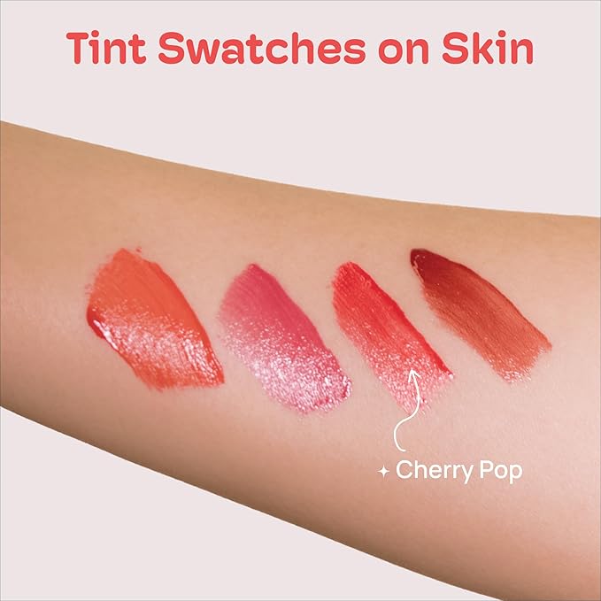 MIXIK Juicy Lip Tint, Hydrating Water-Based Lip Stain and Tint that feels light and fresh for Dewy and Radiant lips, Formulated with Blue Agave Extract for long lasting Moisturizing (Cherry Pop)