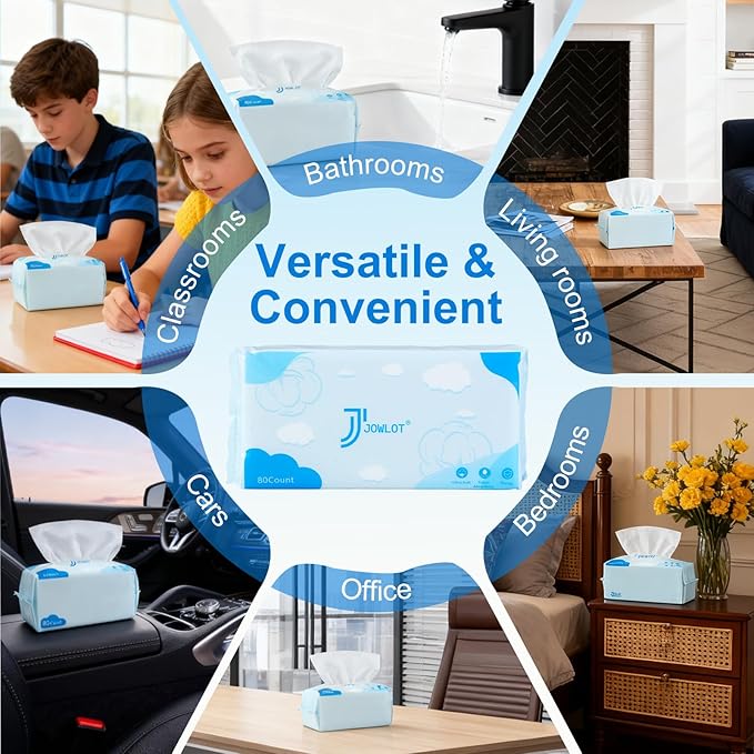 Disposable Face Towels, 240 Count Ultra Soft and Thick Cotton Facial Towels for Sensitive Skin, Dry Wipes Face Tissues Towelettes for Cleansing, Makeup Remover and Skincare