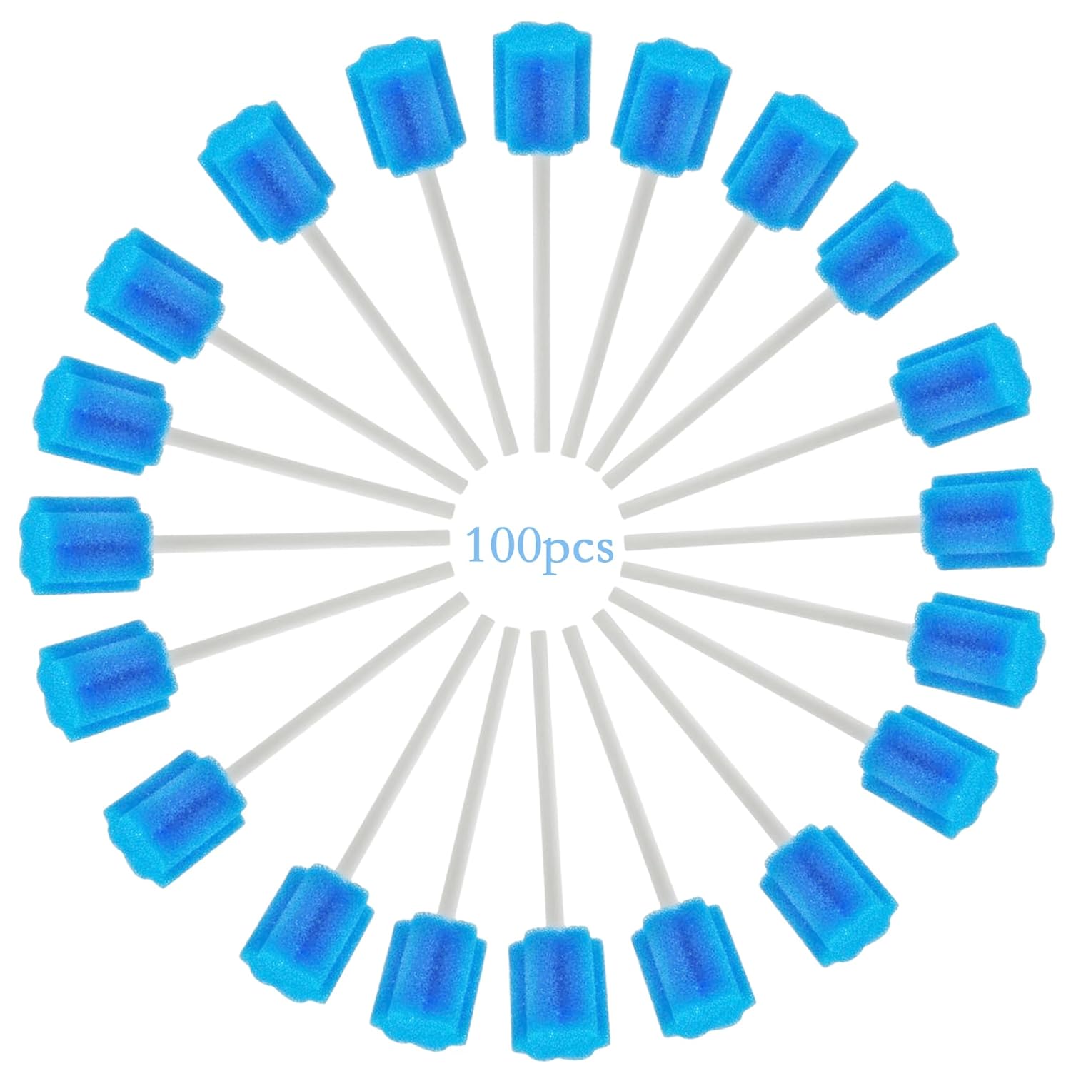 100Pcs Disposable Mouth Sponge Swabs Elderly Kids Adults Tooth Mouth Cleaning Individually Wrapped (Blue)