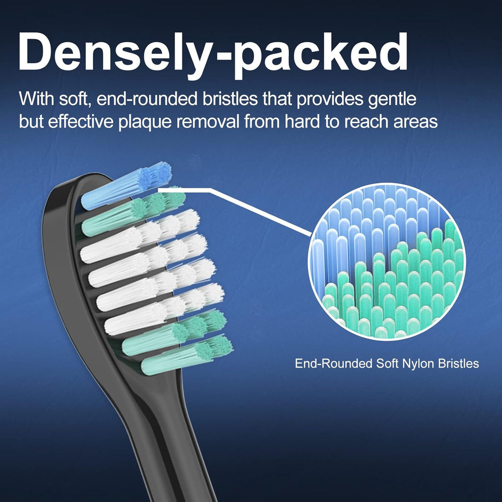 Replacement Toothbrush Heads 5 Pack Compatible with AquaSonic Black Series, Vibe Series, Black Series pro, and Duo Series Pro Electric Toothbrush, Black