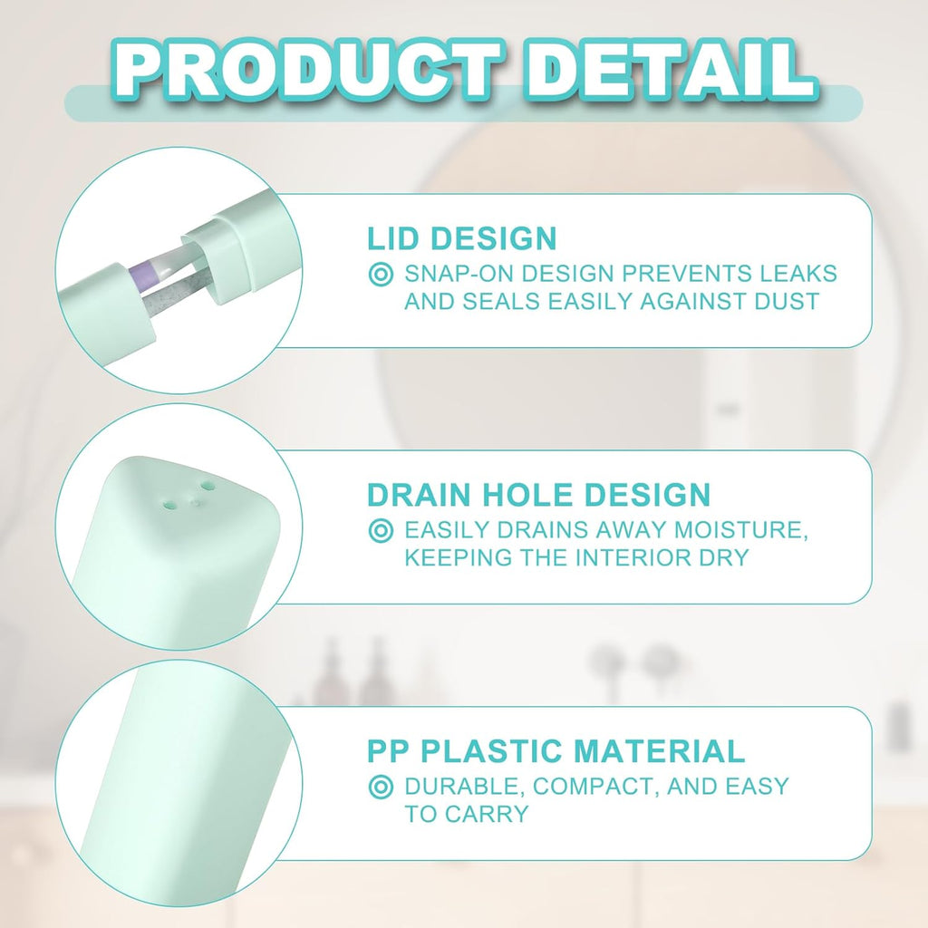 uxcell 4Pcs Travel Toothbrush Case, 8.27 x 1.38 Portable Travel Toothbrush Holder, Plastic Toothpaste Container for Bathroom, Gym, Business Trip, Camping, Green