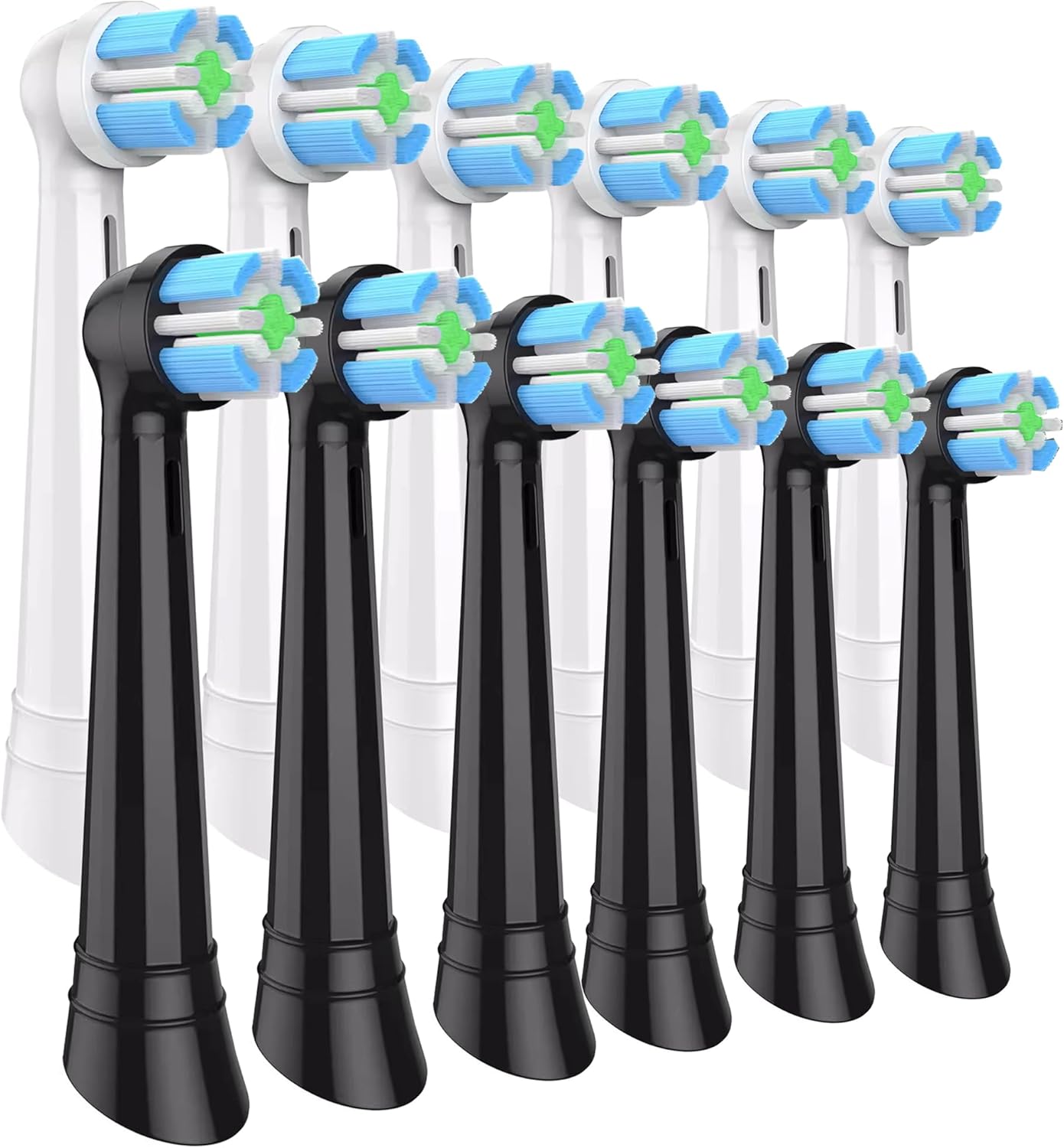 IO Replacement Brush Heads Compatible with OralB iO Series 10/9/7/8/6/5/4/3/2/ Electric Toothbrushes Replacement Heads (6Black+6White, 12 PCS)