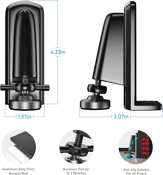 Portable Door Locks - Door Stoppers Security Door Lock Replacement Parts, Heavy Duty Door Jammer Door Blocker Device for Apartment/Travel/Hotel/Home (Black)