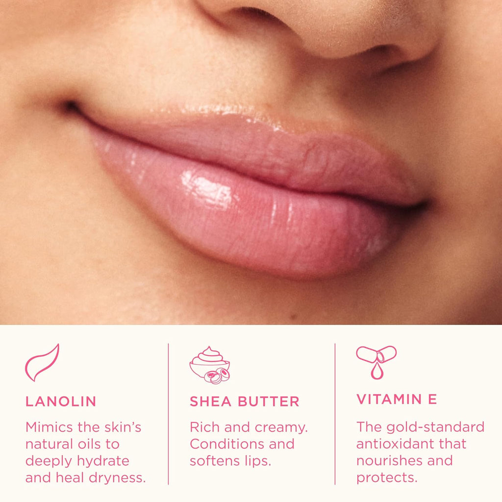 Lanolips Tinted Lip Balm - Moisturizing, Color-Tinted Balm with Lanolin & Vitamin E for Dull, Dry, Cracked Lips, Rhubarb (12.5g / 0.44oz)