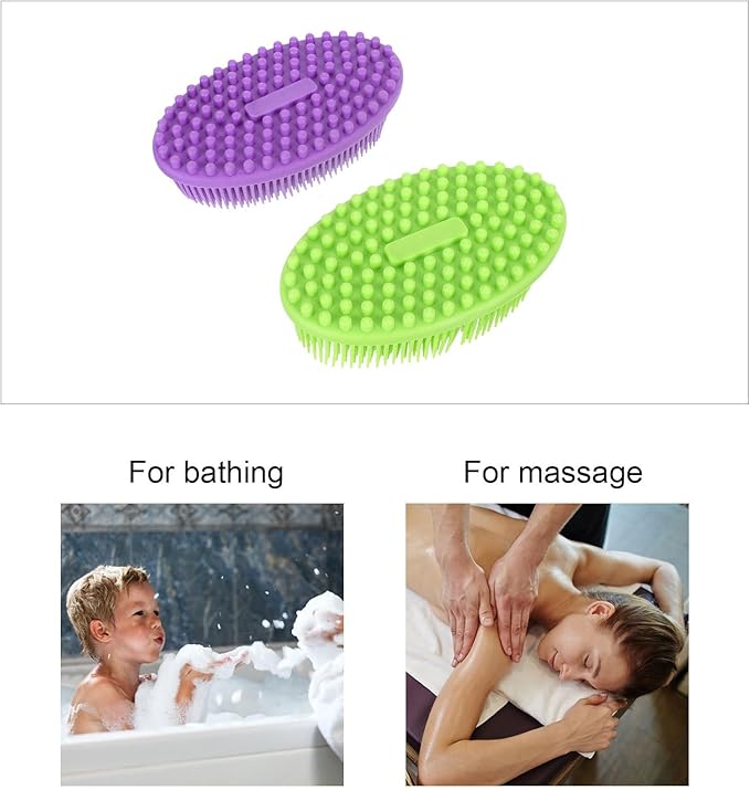 2Pcs Silicone Body Bathing Brush for Soft Bristles Multifunctional Massage and Cleaning Shower Scrubber Portable Lightweight Design for Gentle Skin Care