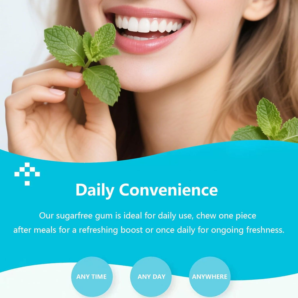 Yukviqou Remineralizing Chewing Gum, Organic Natural Mastic Mint Gum Sugar-Free Fresh Breath for Enamel Care Teeth & Gum Health 4 Boxes