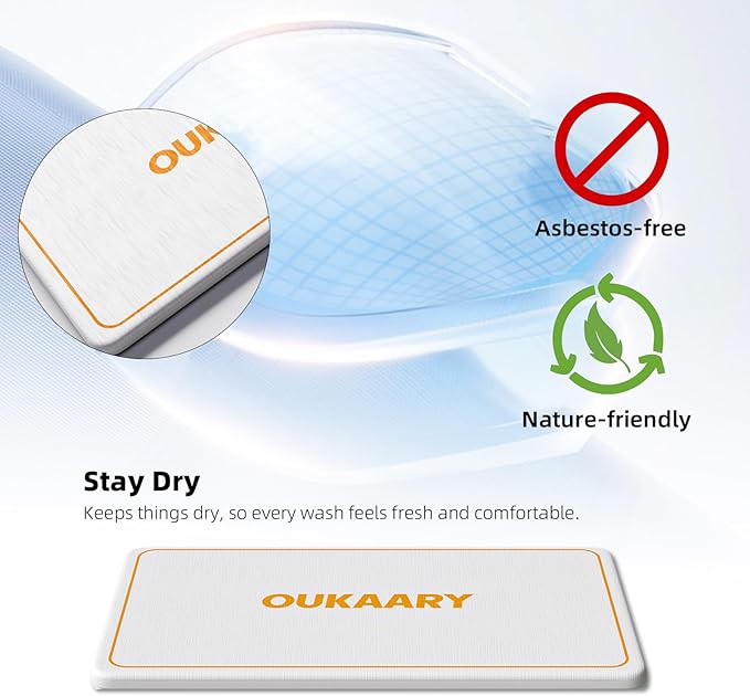 Toothbrush holderLarge Bathroom Organizer with 6 Slots Fast Drying Toothbrush, Cup & Makeup Storage for Sink Countertop,Electric & Manual Toothbrushes, Water Absorbent Diatomaceous Earth