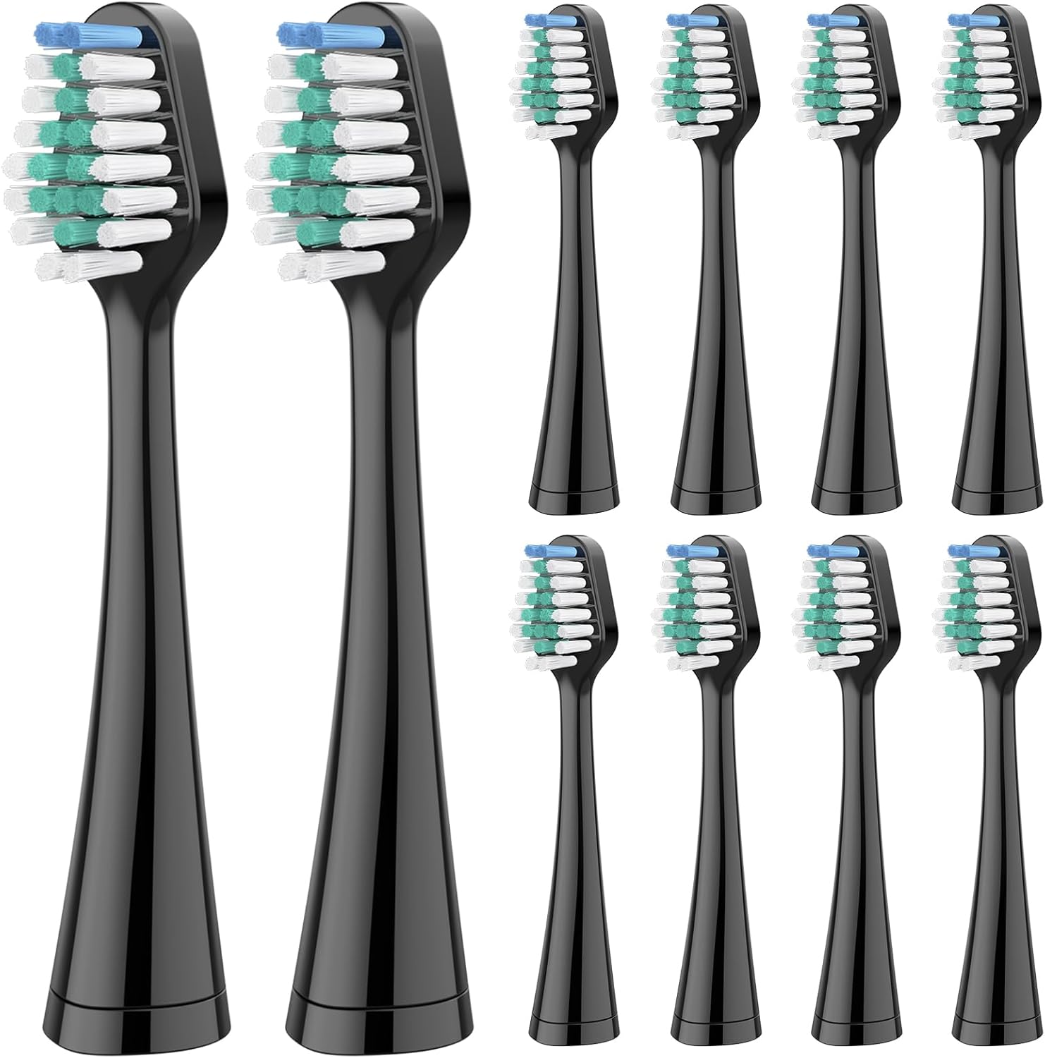 Replacement Toothbrush Heads for Waterpik Complete Care 5.0/9.0, and Compatible with AquaSonic Duo and Home Dental Center Electric Toothbruh, 10 Count(Pack of 1), Black