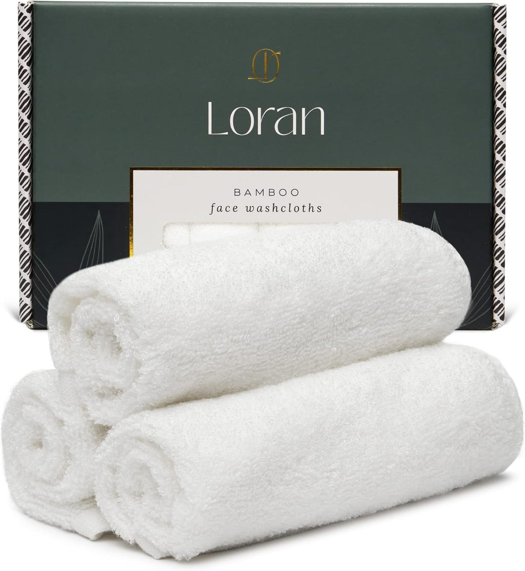 White Washcloths Set of 6 Soft Facial Cloths 10” x 10” 100% Viscose Derived from Bamboo Spa-Like Feel Silky Face Cloth for Skin Cleansing