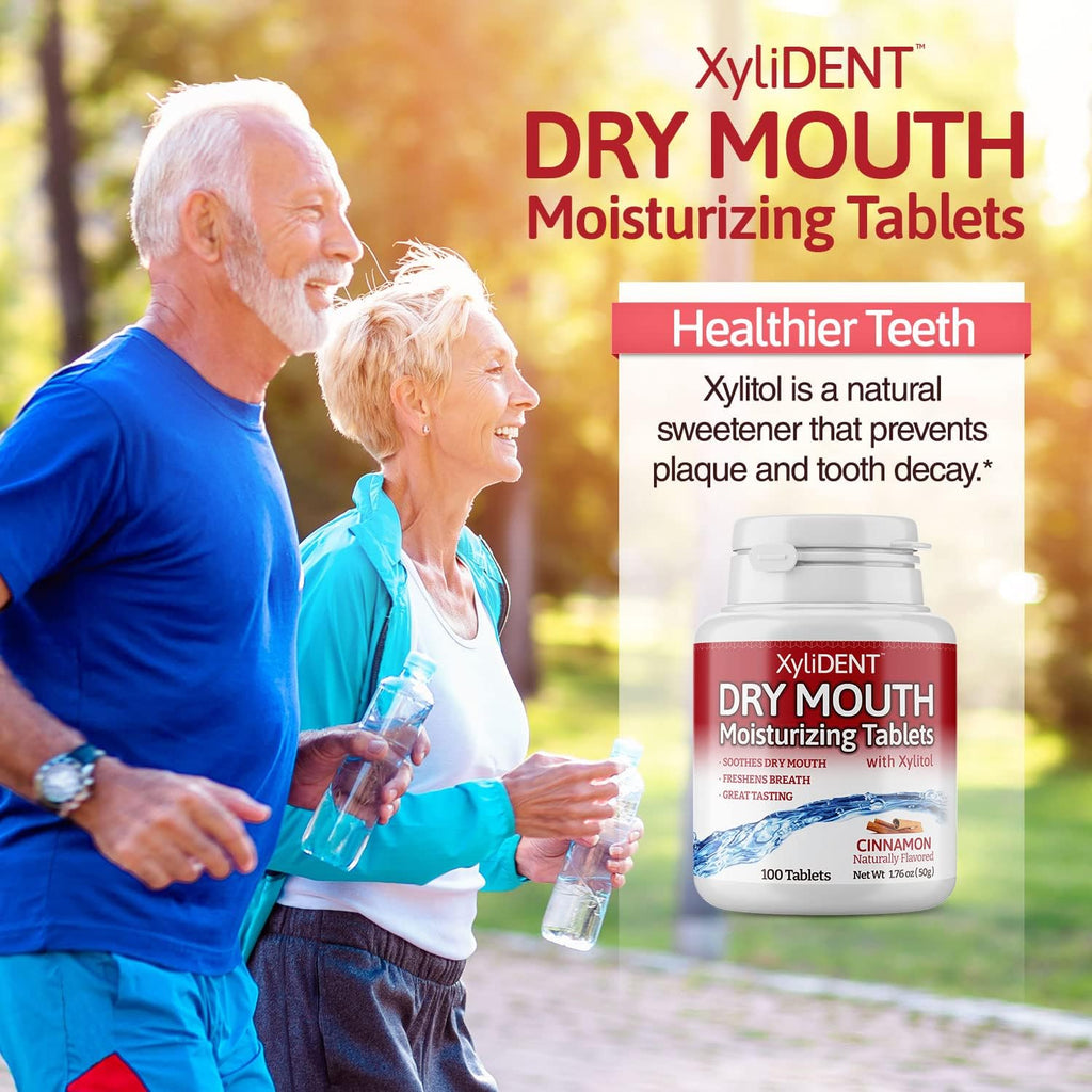 Nature's Stance XyliDENT Xylitol Tablets for Dry Mouth Relief - Stimulates Saliva, Freshens Breath, Reduces Acid Production, Fast Acting Relief, 100 Count (Cinnamon)