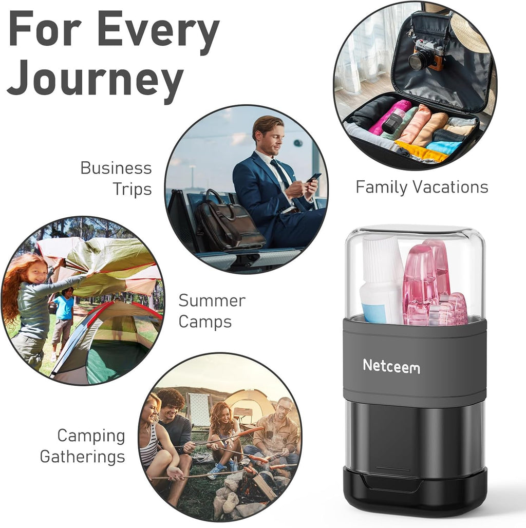 Toothbrush Travel Case Kit,Portable Folding Tooth Brush Holder and Toothpaste Cover Container with Mouthwash Cup, Oral Clean Tools Organizer for Traveling, Bathroom, Camping, Business Trip(1Pack）