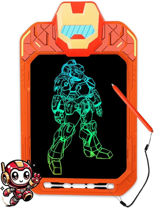 LCD Writing Tablet for Kids 10 Inch Mech Iron Hero for Toddler 3 4 5 6 7 8 - Paint, Doodle Board, Drawing Pad - Travel Toys, Road Trip Car Activities, Birthday Christmas Gift Boys & Man