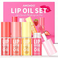 Lip Oil, Tinted Lip Glow Oil – Hydrating & Nourishing, Lip Oils Gift Set, Fruity Plumping Lip Oil Non-Sticky & Glossy Finish, 4 Colors Lip Oils Stain for Girls and Women - Moisturizing Gloss