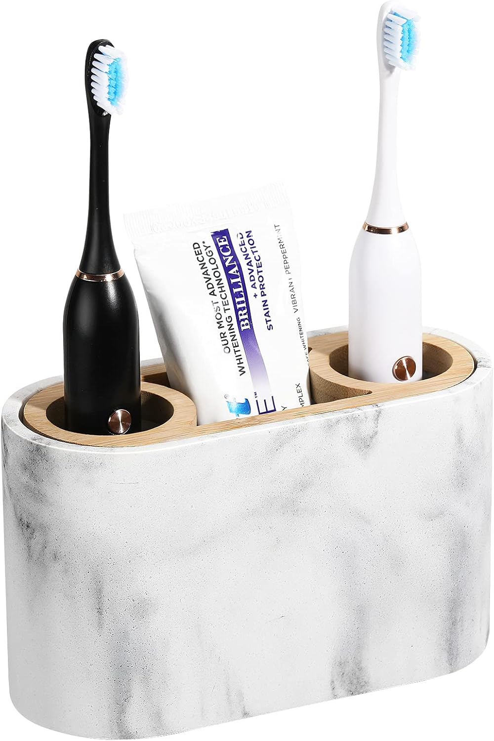 Shinowa Toothbrush Holder,Premium Toothbrush Organizer,Bathroom Storage Organizer for Electric Toothbrush, Toothpaste, Razor, Comb, Gravel White