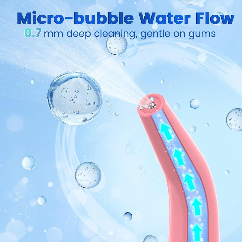 Water Flosser for Teeth, Portable Oral Irrigator Rechargeable Water Dental Flosser Pick with High Pressure 5 Jet Tips, IPX7 Travel Water Flossing for Brace Teeth Cleaner Gum Care