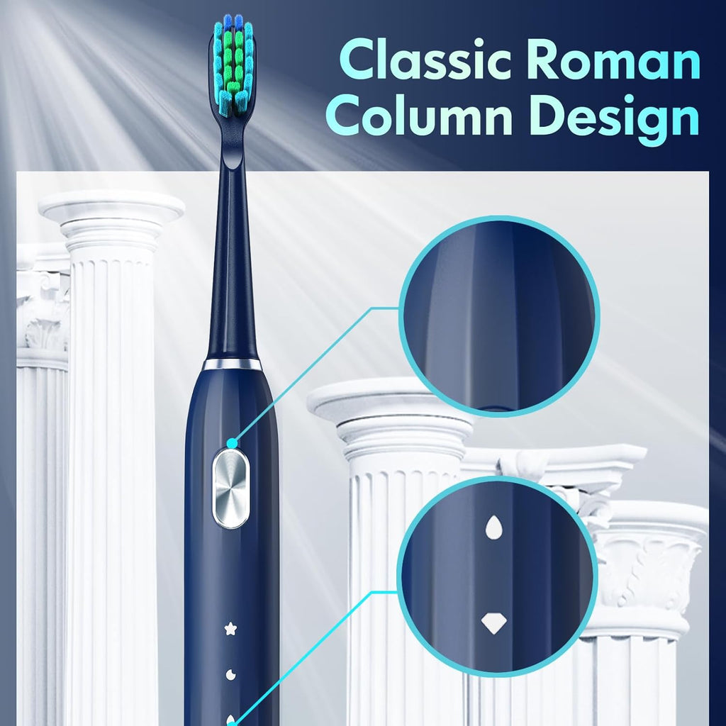 Electric Toothbrush for Adults Kids Electric Toothbrush Rechargeable Sonic Toothbrush Ultrasonic Toothbrush with Timer, 9 Brush Heads, 5 Cleaning Modes 4-Hour Charge Lasts 60 Days (Blue 8-12)