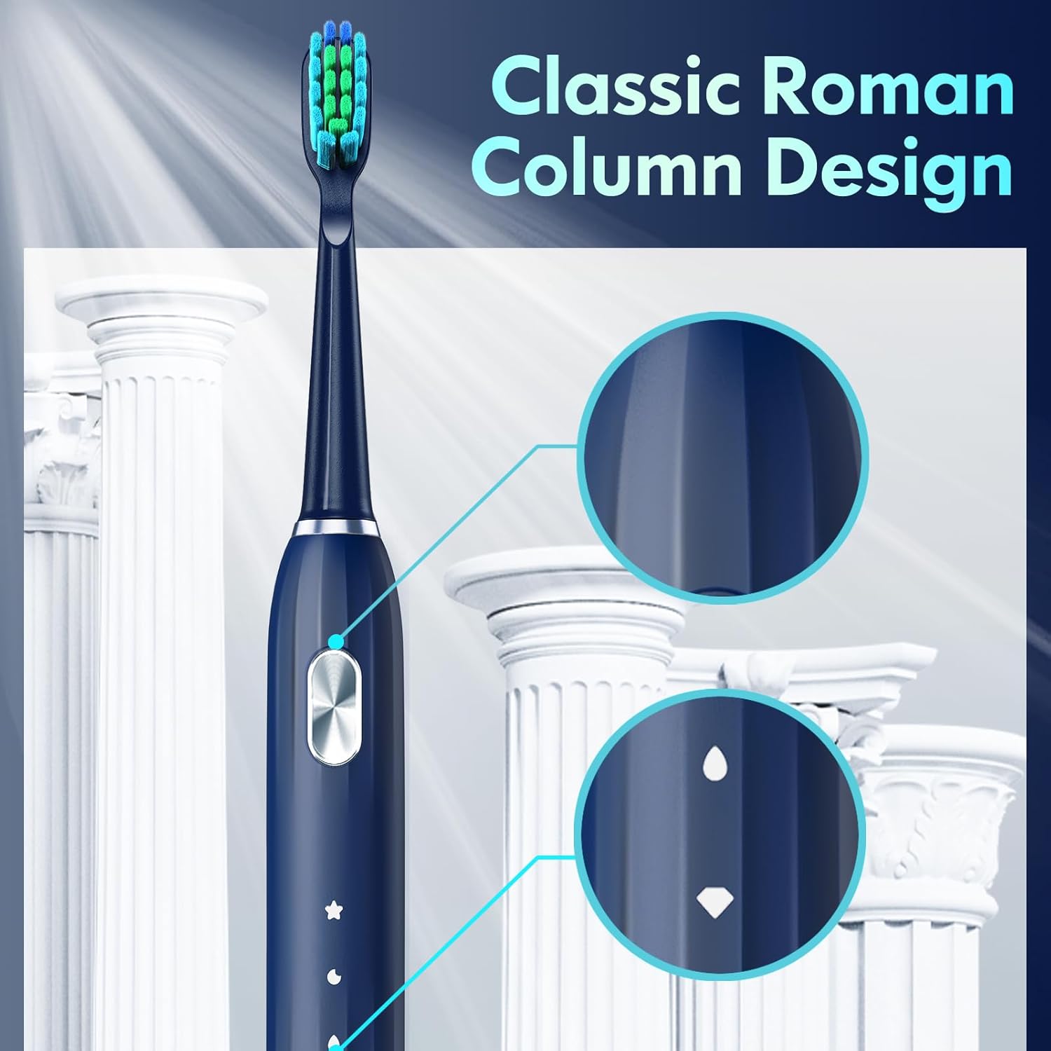 Electric Toothbrush for Adults Kids Electric Toothbrush Rechargeable Sonic Toothbrush Ultrasonic Toothbrush with Timer, 9 Brush Heads, 5 Cleaning Modes 4-Hour Charge Lasts 60 Days (Blue 8-12)