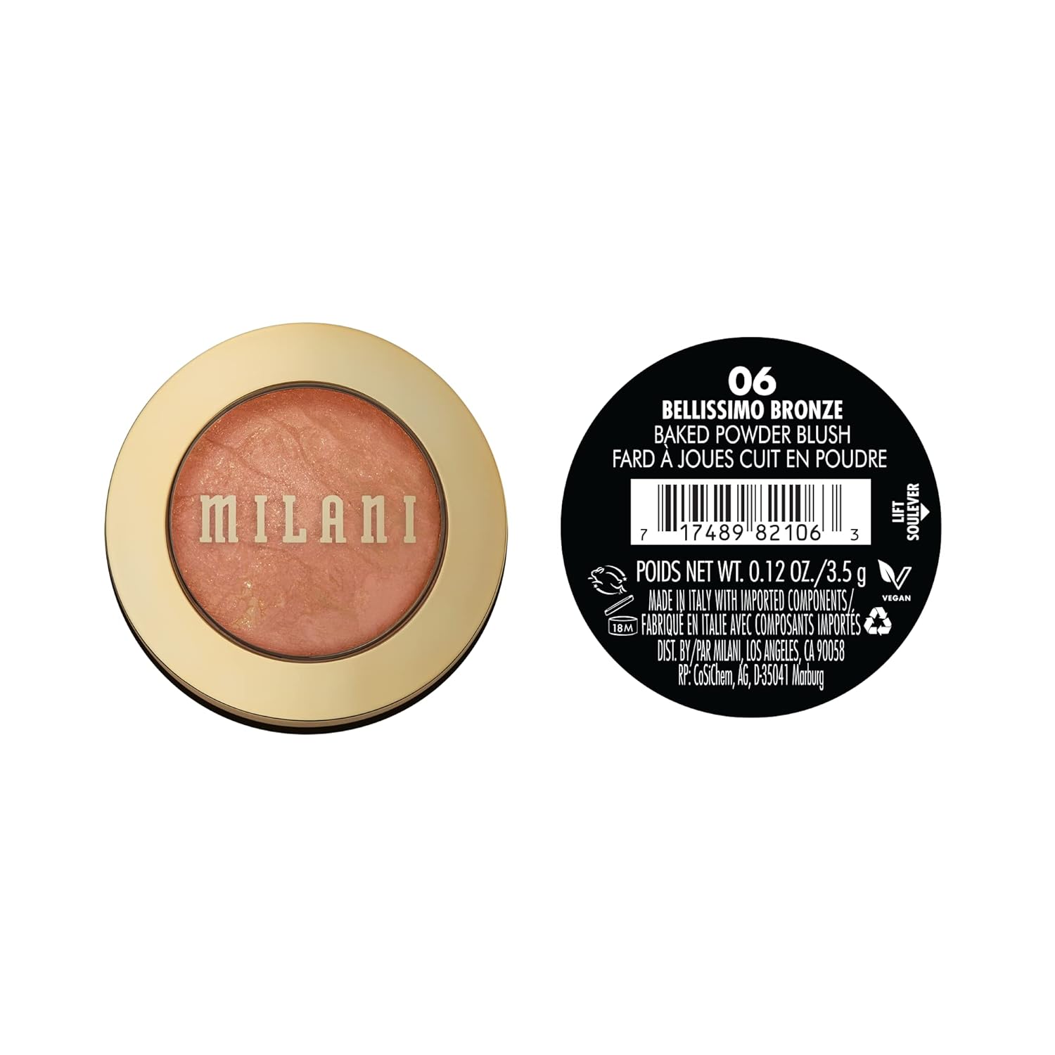 Milani Baked Blush, Powder Blush for Cheeks, Cruelty Free Makeup - Shape, Contour & Highlight Face for a Shimmery or Matte Finish -Bellissimo Bronze