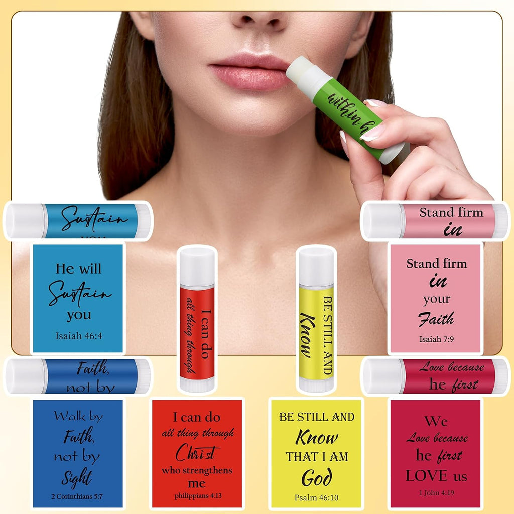 50 Pack Christian Religious Gifts Bulk Lip Balms for Women Men Religious Church Party Favors Bulk Bible Verse Lip Balm with Scripture Inspirational Gifts for Coworkers Staff Employee(Classic)
