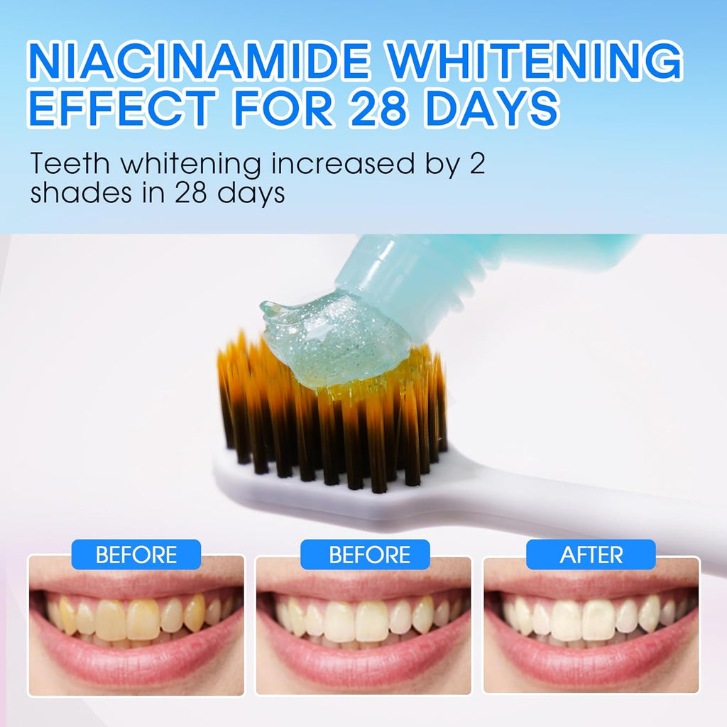 Hotluck Niacinamide Whitening Toothpaste - Brightening, Stain Removal, Freshening Breath - Deep Gentle Cleaning Tooth Paste, Boosting Gum Health, Mint & Peach 3.53oz (Pack of 2)