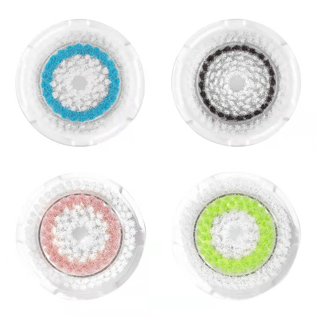 Brush Head Replacements Compatible with Clarisonic Mia 1, Mia 2, Mia Fit, Alpha Fit, Smart Profile Uplift and Alpha Fit (4Packs(Blue+Black+Green+Pink)) (4 Pack)