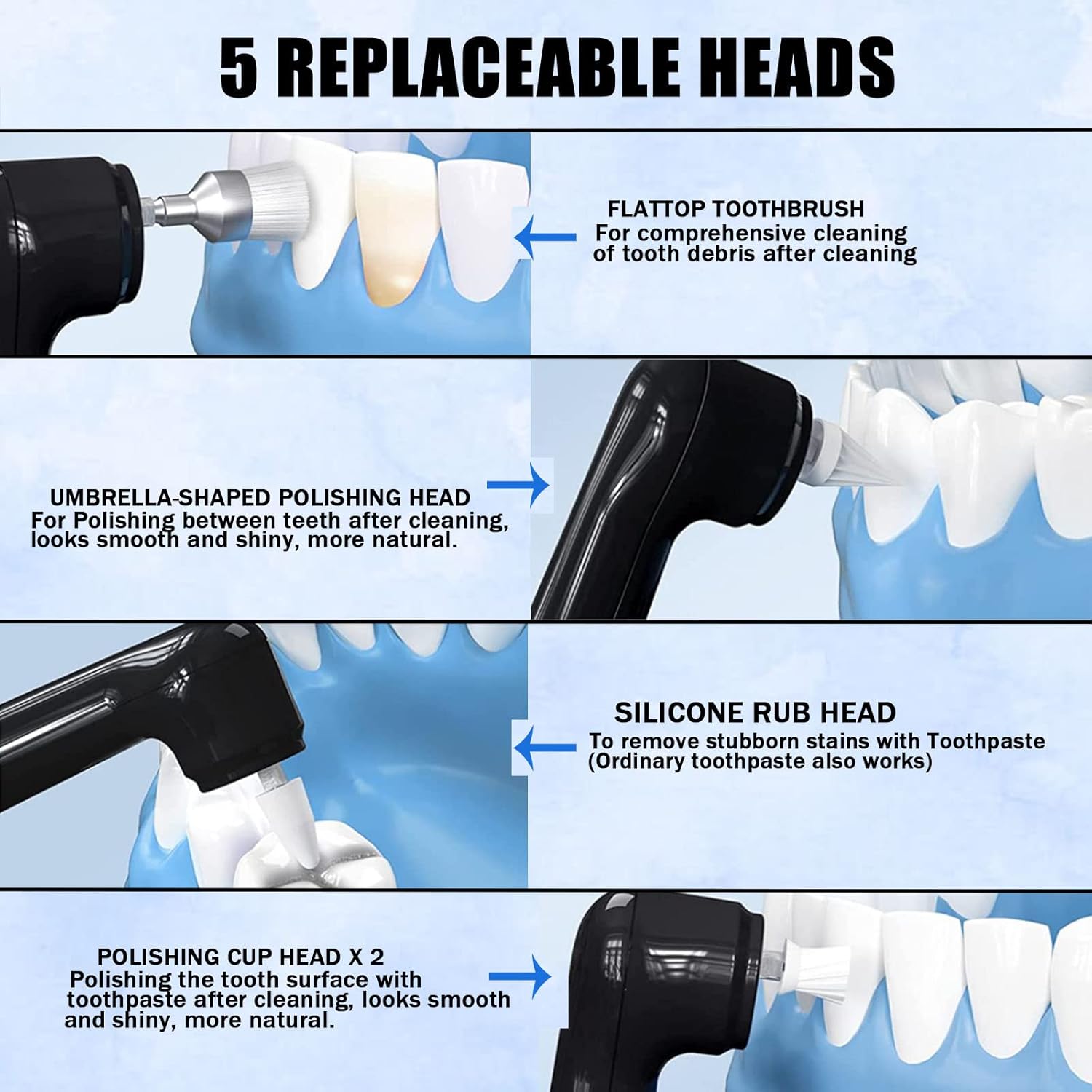 Dental Tools, Electric Tooth Polisher & Manual Teeth Cleaning Kit for Cleaning and Polishing of Tooth, All in One for Total Tooth Care, Removing Stains and Tartar & Brighten and Polish Teeth