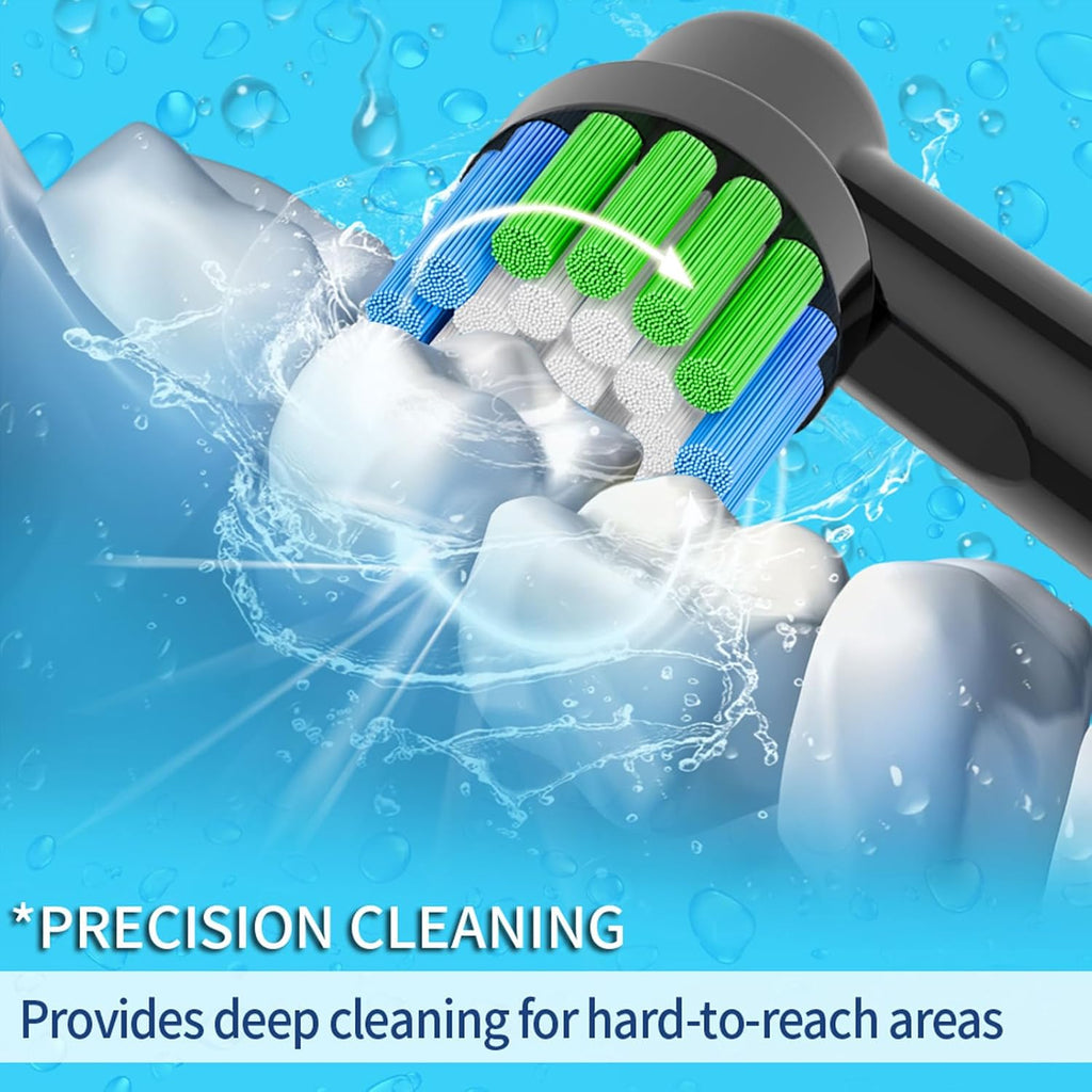 Replacement Toothbrush Heads Compatible with Braun Oral-B, 8 Pack Professional Electric Brush Heads for Oral B Replacement Heads Refill Pro100/1000/1500/4000/5000/7000/8000/9600 Etc, Black