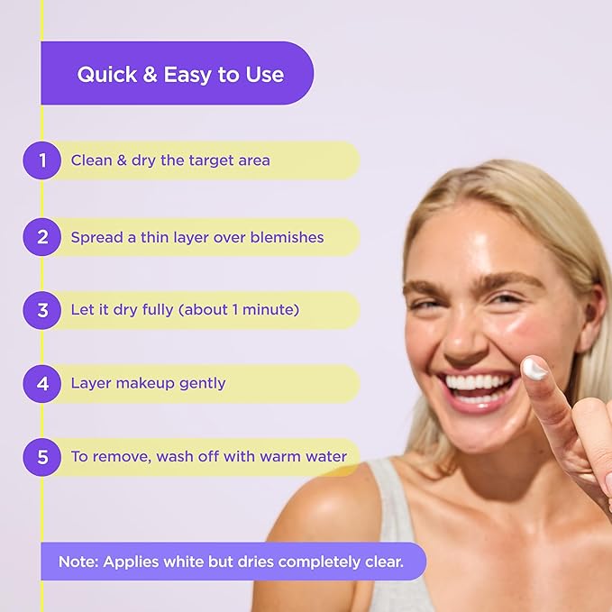 ZitSticka Liquid Pimple Patch - Invisible Pimple Patches for Face, Pimple Cream, Salicylic Acid Spot Cover For Face, Liquid Pimple Patch Large & Clear Fits to Makeup (0.3oz,10ml)