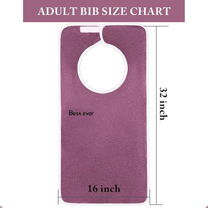 3 Pack Adult Bibs, Microfiber Super Soft Eating Cloth for Adults, Disabled, Adjustable, Dining Clothing Protector