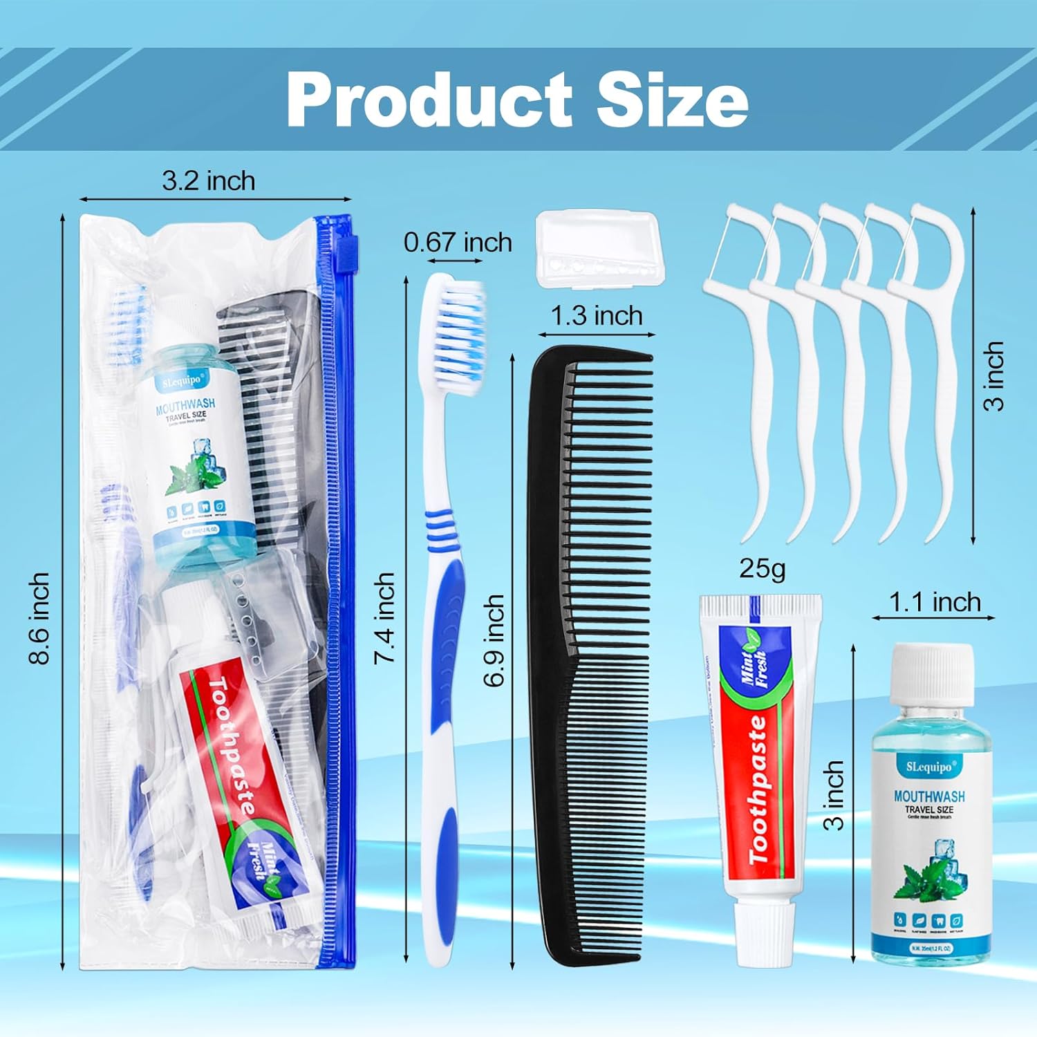 100 Set Travel Toothbrush Kit Bulk,Disposable Toothbrush with Toothpaste Set with Mouthwash,Toothpaste,Cover,Comb,Zip Bag,Floss Picks,Toothbrushes Set for Homeless,Travel