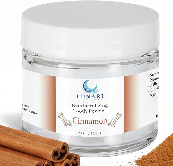 Remineralizing Cinnamon Nano-Hydroxyapatite Tooth Powder- Sensitive Teeth, Natural Fluoride-Free Whitening Toothpaste w/Bentonite Clay, Calcium Carbonate, Essential Oils, Vegan,Made in USA (Cinnamon)