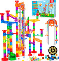 247Pcs Marble Run with Motorized Elevator, Construction Building Blocks Toys with 30 Glass Marbles and 30 Glow in The Dark Marbles, STEM Gifts for Boys and Girls
