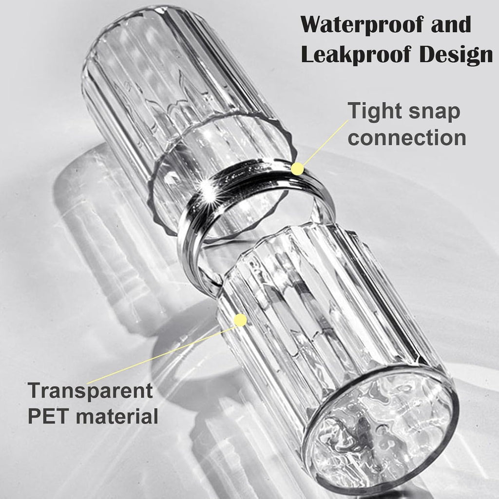 Travel Toothbrush Holders, 2-in-1 Multifunction Dustproof Portable Toothbrush Cup & Toothpaste Storage Container, Toothbrush Case for Traveling Bathroom Camping Business Trip School (Clear)