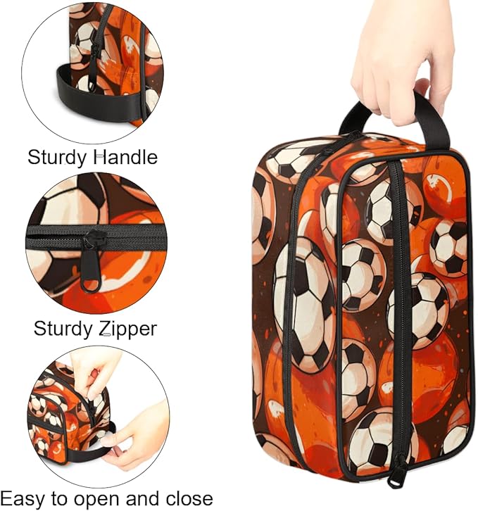 Sports Football Balls Boys Travel Toiletry Bag Waterproof Wash Bag Shower Shaving Bag Cosmetic Organizer Makeup Bag Portable Toiletries Accessories for Women Men Balls