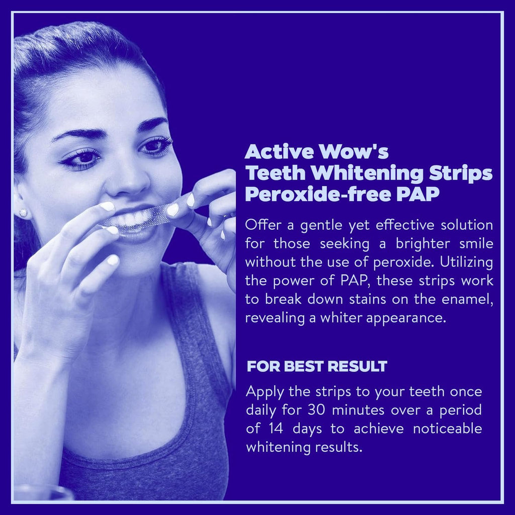 Active Wow 24k White Teeth Whitening Strips - Sensitive Teeth Whitening - 21-Day Kit, 42 Whitener Strips