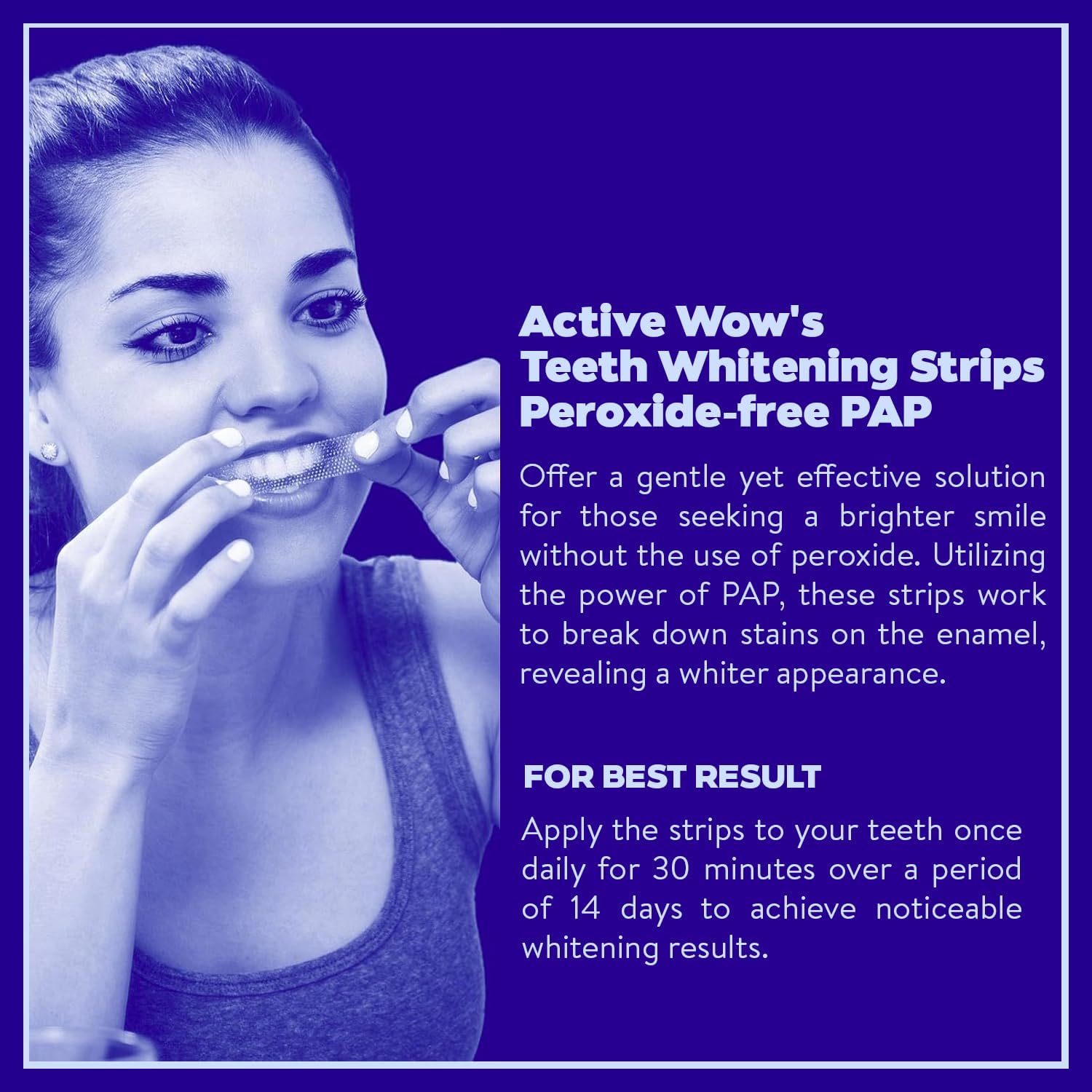 Active Wow 24k White Teeth Whitening Strips - Sensitive Teeth Whitening - 21-Day Kit, 42 Whitener Strips