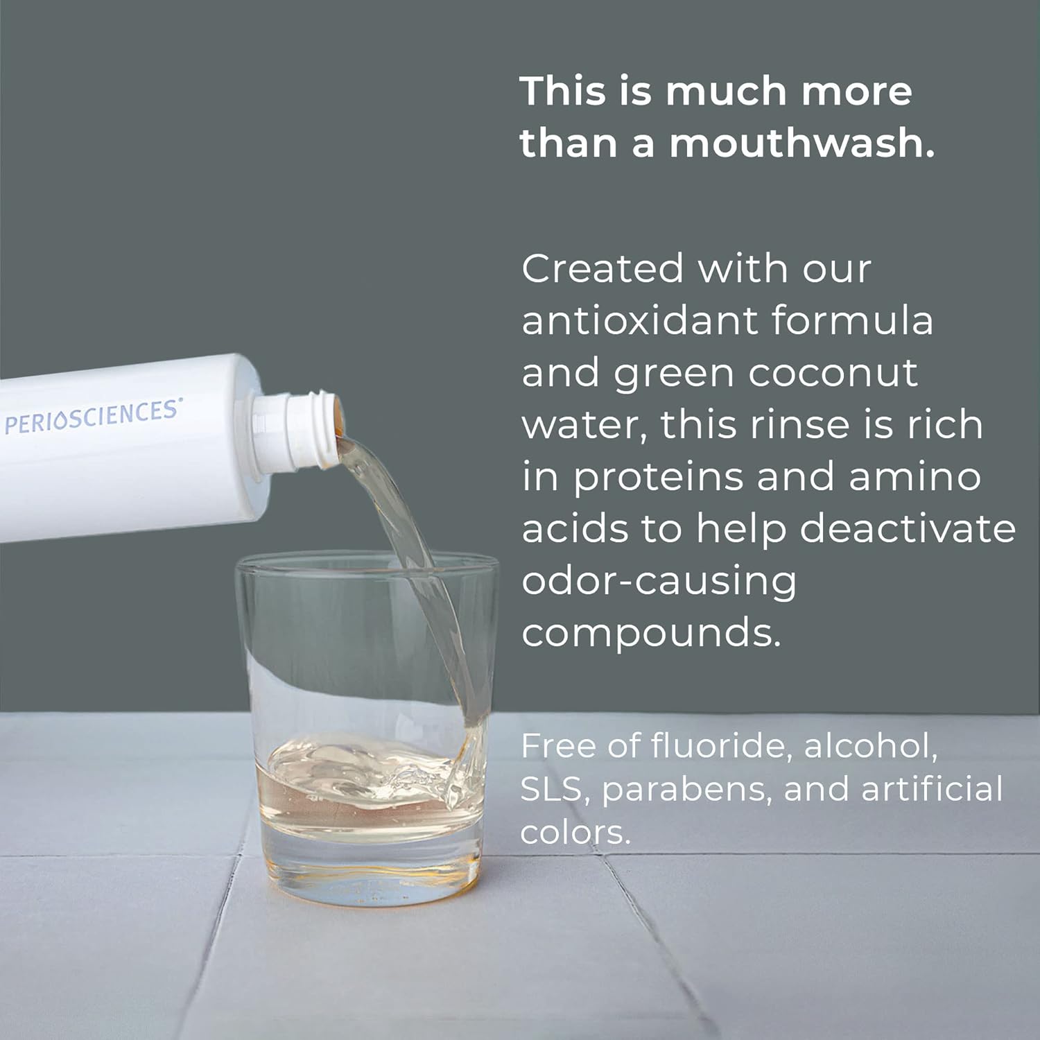 PerioSciences Natural Mouthwash Rinse Oral Care Pre Brush - Mint Anti Cavity Dry Mouth Plaque Remover for Healthier Gum Tissue & Teeth Enamel Protection - AO Dentist Recommended Clean - Pack of 2