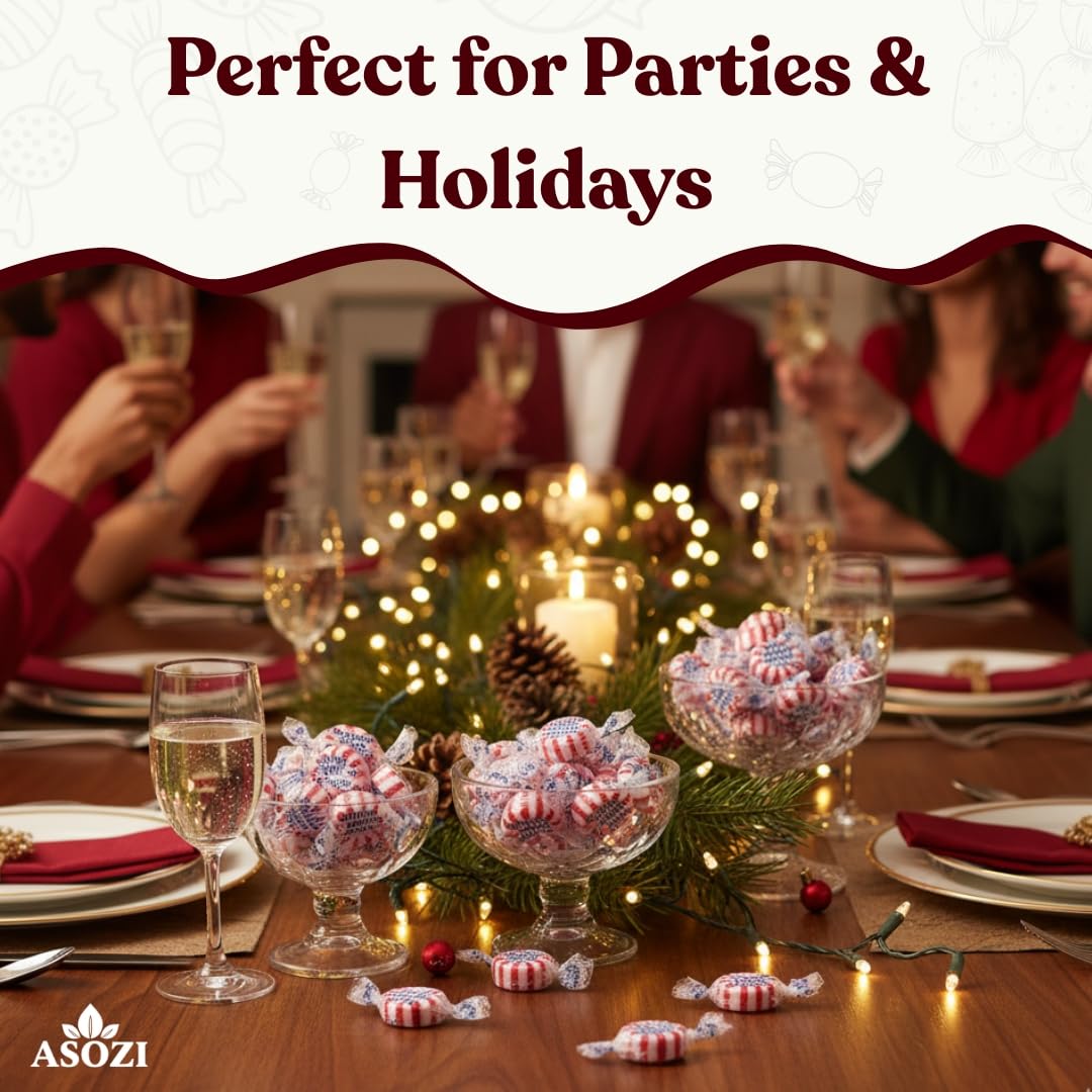 Sugar Free Peppermint Hard Candy- 1lb Bulk Sugar Free Hard Candy, Peppermint Discs Individually Wrapped Keto And Diabetic Friendly, for Parties & Holidays