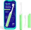 Quip Sonic Toothbrush for Kids with Timer - Includes Extra Brush Head and Travel Cover Mount - Electric, Soft Bristle Refill Head, Rubber Handle, 3 Month Battery Life - Glow in The Dark, Green