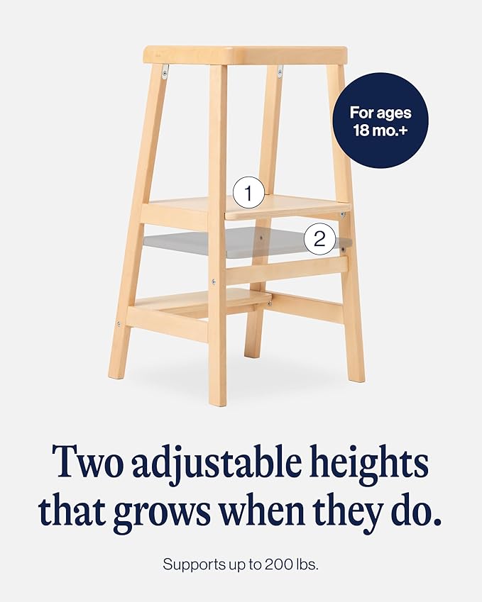Lalo The Tower - Adjustable Height Toddler Kitchen Stool, Made from Sustainable Birch, Non-Toxic Finish, Supports Up to 200 lbs, Safe and Stylish Standing Tower for Toddlers, Easy to Clean