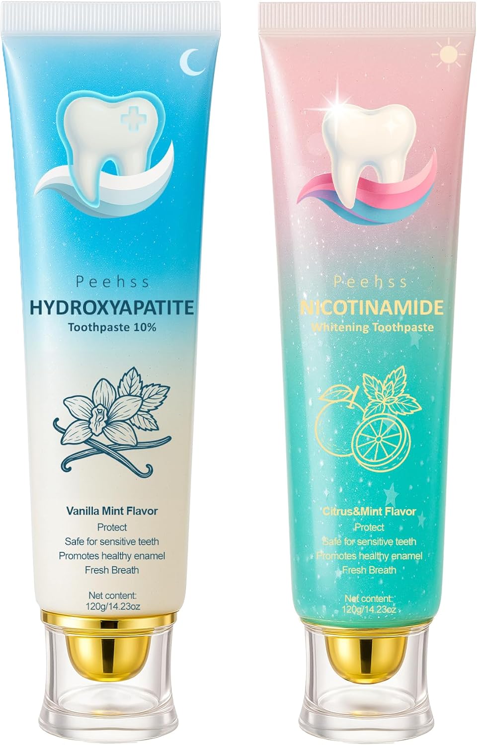 Hydroxyapatite Toothpaste 10% + Niacinamide Whitening Toothpaste, Enamel Repair & Gum Care, Nano Hydroxyapatite - Sensitivity Relief, Whitening, Fluoride-Free, Breath Freshening
